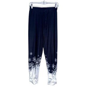 Winter Snowflake Leggings Black White Ombre Soft Printed Stretchy Pants